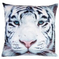 Woon sierkussen witte tijger foto print 40 x 40 cm   -