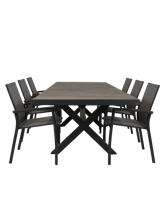 Qopps Ottowa uitschuif tafel 205/265 x 100 antraciet met Tampa dining tuinstoel