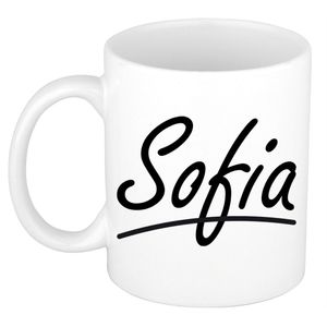 Naam cadeau mok / beker Sofia met sierlijke letters 300 ml   -