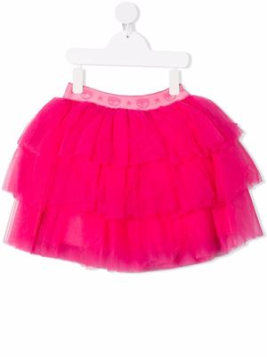 Chiara Ferragni Kids jupe en tulle à ceinture à logo - Rose