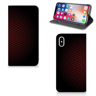 Apple iPhone Xs Max | Hoesje met Magneet | Geruit Rood