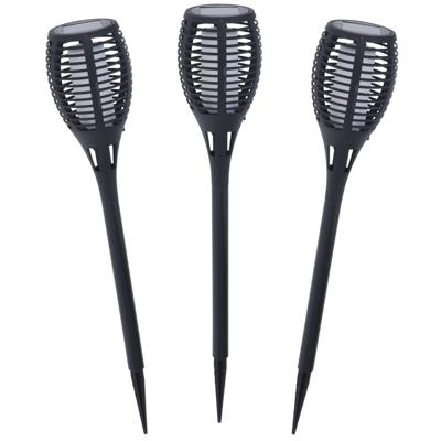 Set van 6x stuks pro garden solar fakkels/toorts - zwart - met vlam effect - zonne-energie - 49 cm -