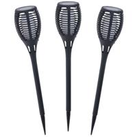 Set van 6x stuks pro garden solar fakkels/toorts - zwart - met vlam effect - zonne-energie - 49 cm -