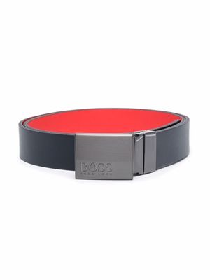BOSS Kidswear ceinture à logo gravé - Bleu