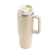 Warmhoudbeker/thermosbeker DELUXE - tumbler - grote koffiebeker - RVS - beige - 900 ml