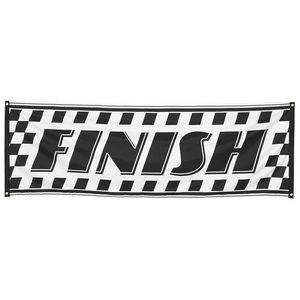 Grote finish vlag zwart/wit 74 x 220 cm   -
