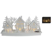 Houten kerstdorp wit met licht type 2