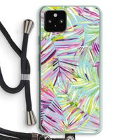 Tropical Palms Blue: Pixel 5a 5G Transparant Hoesje met koord