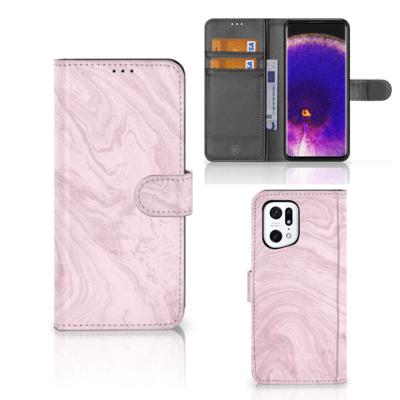 OPPO Find X5 Pro | Bookcase | Marble Pink - Origineel Cadeau Vriendin