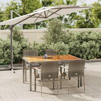 5-delige Tuinset met kussens poly rattan grijs