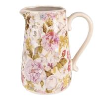 Clayre & Eef Decoratie Kan 16x11x18 cm Roze Beige Keramiek Bloemen