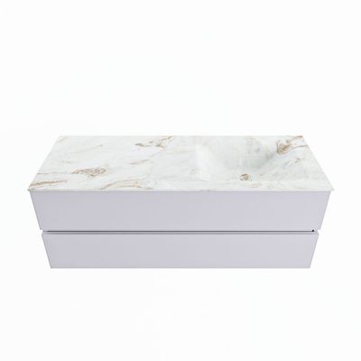 MONDIAZ VICA-DLUX 130cm badmeubel onderkast Cale 2 lades. Inbouw wastafel CLOUD rechts zonder kraangat, kleur Frappe.