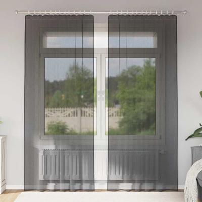 Gordijnen voile met roedezakken 2 st zwart