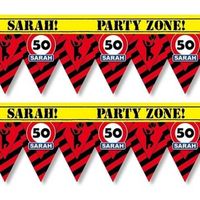2x Versiering/decoratie 50 Sarah afzetlint vlaggetjes 12 meter   -