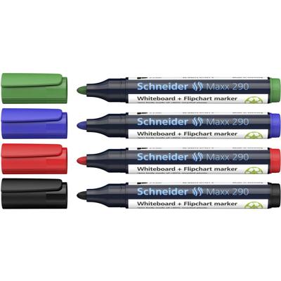 Schneider Schreibgeräte Maxx 290 129094 Whiteboardmarker Zwart, Rood, Blauw, Groen 4 stuk(s)