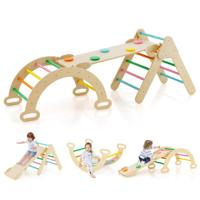 Driehoekige Houten Klimspeelgoedset voor Peuters met Klimdriehoek om te Glijden of Klimmen Montessori-Klimset voor Kind