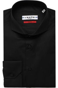 Ledȗb Slim Fit Overhemd zwart, Effen