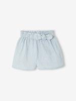 Short voor babymeisjes van katoengaas blauw, gestreept