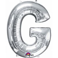Grote letter ballon zilver G 86 cm