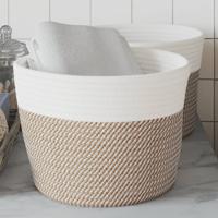 VidaXL Opbergmanden 2 st ø 24x18 cm katoen bruin en wit