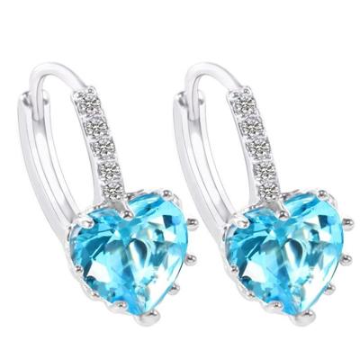 Schattig hart echte 925 Sterling Zilver Zirkonia stenen oorbellen