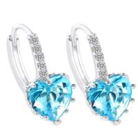 Schattig hart echte 925 Sterling Zilver Zirkonia stenen oorbellen