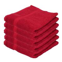 Badkamer handdoeken - 5x - rood - 50 x 100 cm - voordelige handdoeken - 420gr - 100% katoen - thumbnail