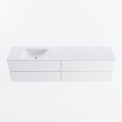 MONDIAZ VICA 190cm badmeubel onderkast Talc 4 lades. Wastafel CLOUD links 1 kraangat, kleur Talc.