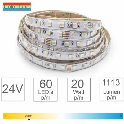 RGBWW LED strip kleur instelbaar 19,2 W/M 1113 lumen 24V CRI >80 IP67 60 LED/M 127-084 Tronix