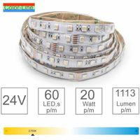 RGBWW LED strip kleur instelbaar 19,2 W/M 1113 lumen 24V CRI >80 IP67 60 LED/M 127-084 Tronix