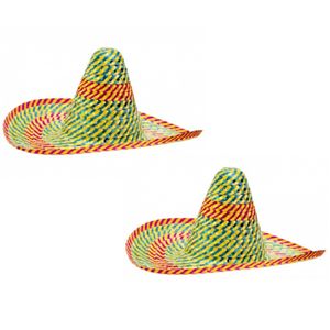 2x stuks gekleurde Mexicaanse sombrero hoeden 50 cm