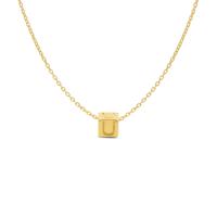 Minimalistische letter ketting cube - 14K GOUD - Goud - U