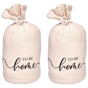 Deurstopper - 2x - 1 kilo - beige - canvas - To be home - D13 x H26