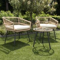 Tuinset Dylano Rattan 2 Stoelen & 1 Tafel Naturel - Giga Meubel