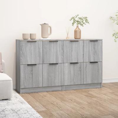 Dressoirs 2 st 60x30x70 cm bewerkt hout grijs sonoma eiken