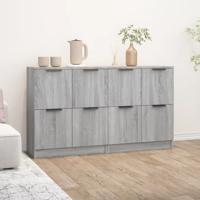 Dressoirs 2 st 60x30x70 cm bewerkt hout grijs sonoma eiken