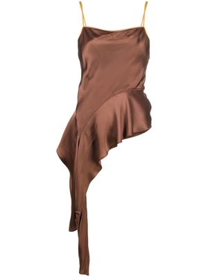 Helmut Lang haut drapé en satin à design asymétrique - Marron