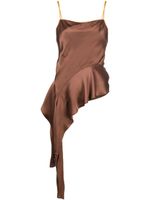Helmut Lang haut drapé en satin à design asymétrique - Marron