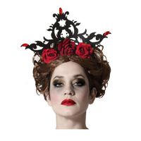 Halloween/horror verkleed kroon met rozen - vampier/dark queen - kunststof - dames/meisjes - Verkleedhoofddeksels - thumbnail