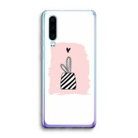 Zwart-wit cactus: Huawei P30 Transparant Hoesje