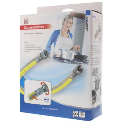 Scanpart gas aansluit set rvs-flexibele 125cm