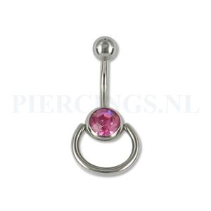 Navelpiercing roze met extra ring