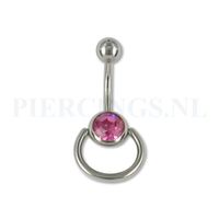 Navelpiercing roze met extra ring - thumbnail
