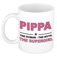 Naam cadeau mok/ beker Pippa The woman, The myth the supergirl 300 ml   -
