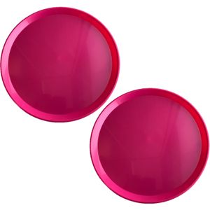 4x stuks roze rond dienbladen/serveerbladen van kunststof 34 cm   -