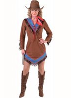 Cowgirl jurk bruin/blauw