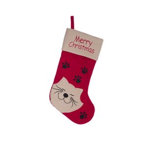 Kerstsok rood voor de kat/poes 19 cm kerstversiering/kerstdecoratie voor huisdieren   -