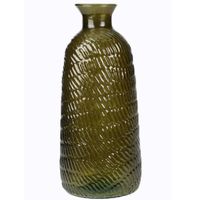 H&amp;S Collection Bloemenvaas Livorno - Gerecycled glas - donkergroen transparant - D13 x H31 cm   -