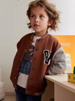 Teddy-sweatshirt in fleece voor jongens met lusbadge. hazelnoot
