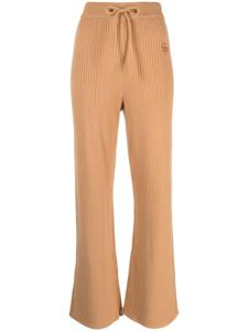 CHOCOOLATE pantalon nervuré à logo brodé - Marron